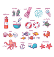 sea doodles set vector image vector image