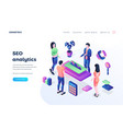 seo analytics landing page template vector image vector image