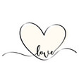 white heart hand drawn with love font vector image