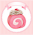 cute watercolor pink cake roll with cream vector image vector image