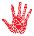 hand print with hearts vector image