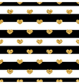 golden hearts stripes seamless pattern vector image