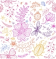 seamless texture with flowers and butterflies vector image