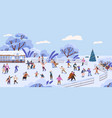 characters skating on ice rink people skaters vector image vector image