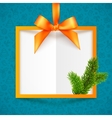 orange squared frame with ribbon bow vector image