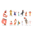 set of people in carnival costumes male vector image