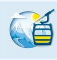 ski lift paper cut banner vector image