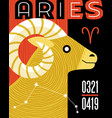 zodiac sign aries ram symbols and constellation vector image vector image