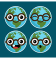 cartoon planet earths with eyeglasses vector image vector image