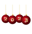 glass christmas balls 2023 hanging on golden vector image