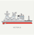 Line flat color icon scientific ship vector image