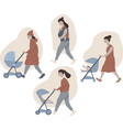 set of various baby strollers baby carrier vector image vector image