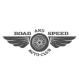 wheel and wings vintage car emblem badge vector image