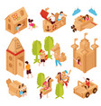 cardboard games children set vector image