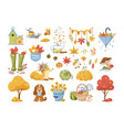 collection autumn icon set traditional fall vector image