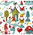 seamless gnome pattern vector image vector image