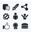 social media icons chat speech bubble and share vector image