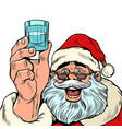 santa claus and a shot of vodka holiday party vector image vector image