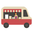 truck with salesperson barista and coffee making vector image
