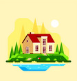 family suburban cottage house flat design vector image vector image
