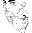 line art woman face drawing black afro vector image vector image