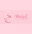 number 8 and pink flowers cherry blossoms vector image vector image