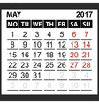 calendar sheet may 2017 vector image