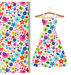 Dress fabric pattern with spring pattern Vector Image