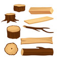flat set of materials for wood industry vector image