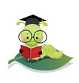cartoon caterpillar worm wearing graduation mortar vector image vector image