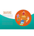 scaters teenagers skating lesson on skateboard vector image vector image