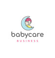 mom and baby with moon motherhood vector image