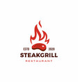 roasted steak grill fire flame logo icon vector image