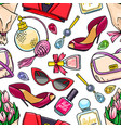 seamless background female things vector image