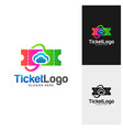cloud ticket logo template design emblem vector image