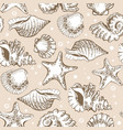 seamless pattern beige shells and starfish vector image