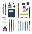 drafting and painting tools set ink pens vector image vector image