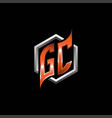 gc monogram geometric orange with hexagonal vector image vector image