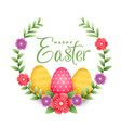 happy easter glower garland wreath with colorful vector image
