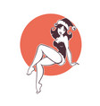 pinup marry christmas and happy new year girl vector image