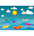 realistic folded paper boat colorful origami vector image vector image