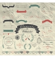 hand drawn design elements and ribbons set vector image