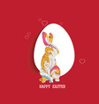 happy easter egg and doodle bunny greeting card vector image vector image