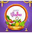 happy vishu new year hindu festival celebrated vector image vector image