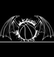 basket ball in white line on black background vector image