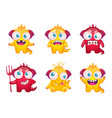 funny tailed monsters set vector image