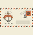 postal envelope on the theme of travel with stamp vector image vector image