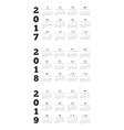 set of simple calendars in chinese on 2017 2018 vector image vector image