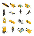 underwater equipment isometric icons set vector image
