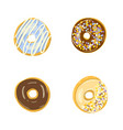 set four color donuts isolated vector image
